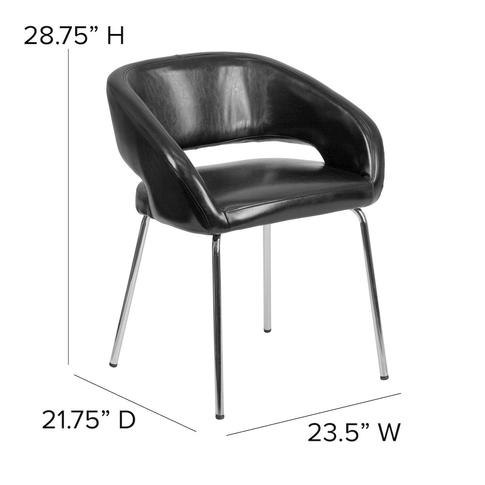 Contemporary Black LeatherSoft Side Reception Chair. Picture 6