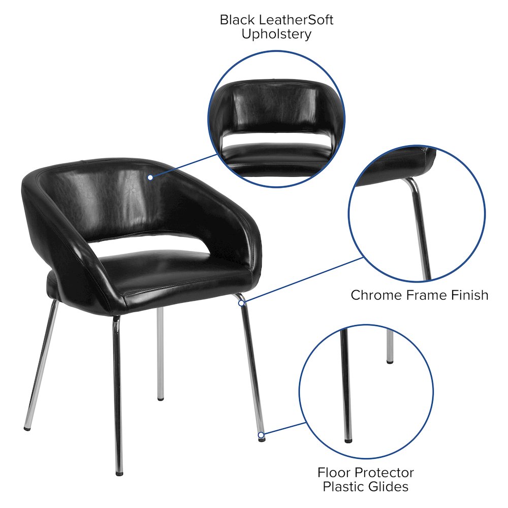 Contemporary Black LeatherSoft Side Reception Chair. Picture 5