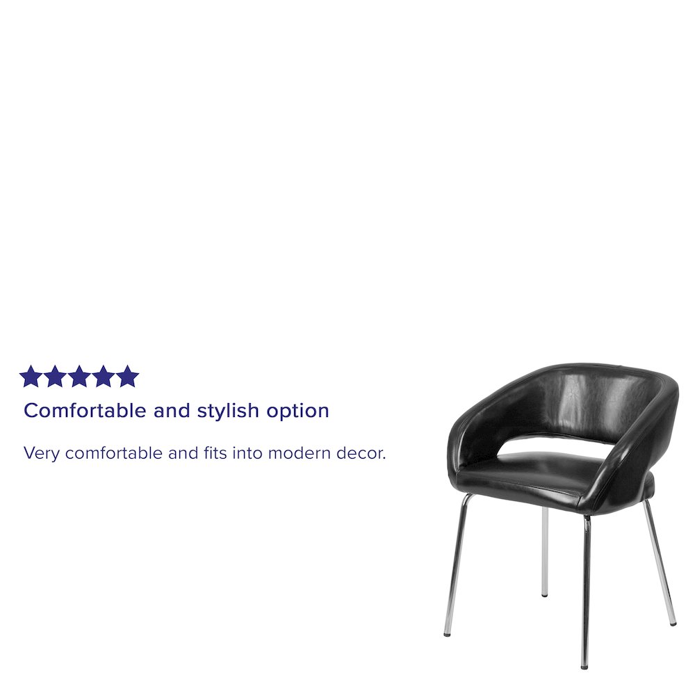 Contemporary Black LeatherSoft Side Reception Chair. Picture 4