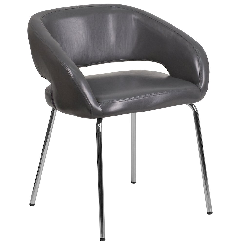 Contemporary Gray LeatherSoft Side Reception Chair. Picture 1