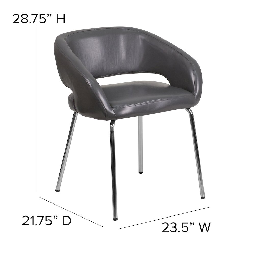 Contemporary Gray LeatherSoft Side Reception Chair. Picture 5