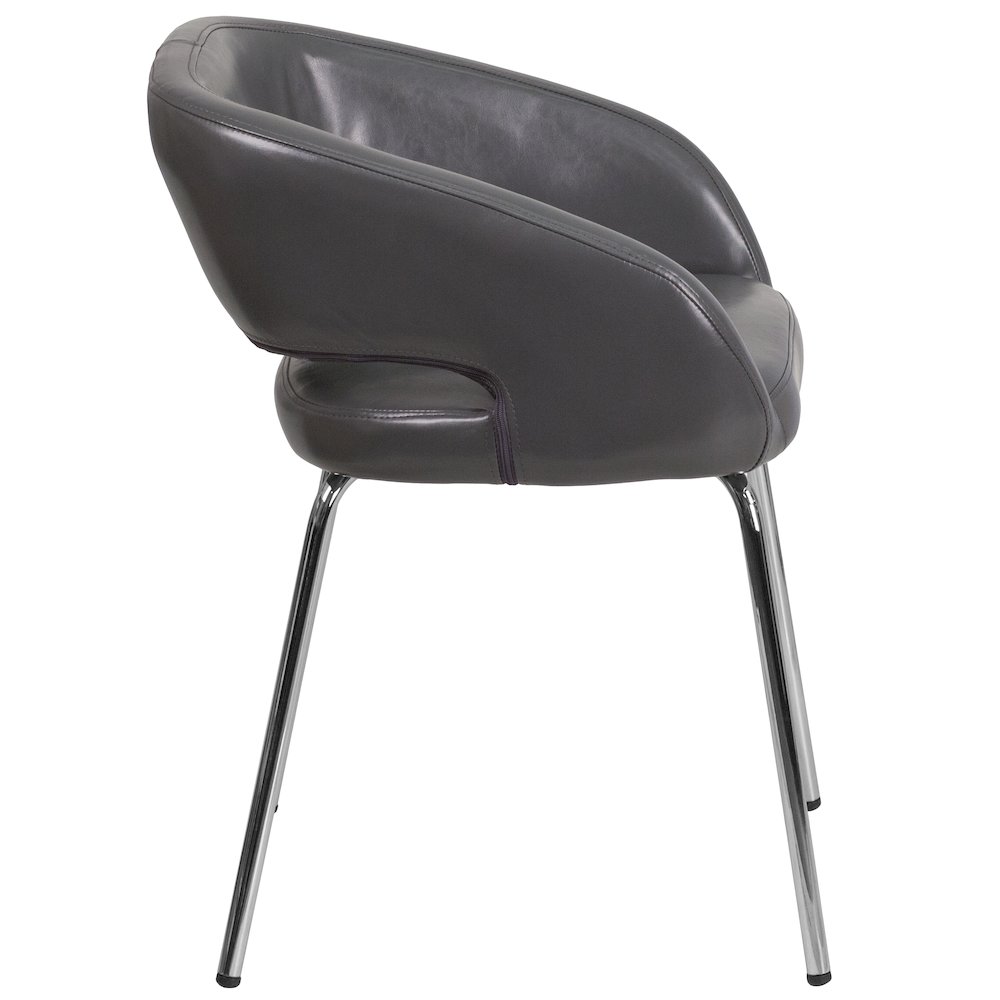 Contemporary Gray LeatherSoft Side Reception Chair. Picture 9