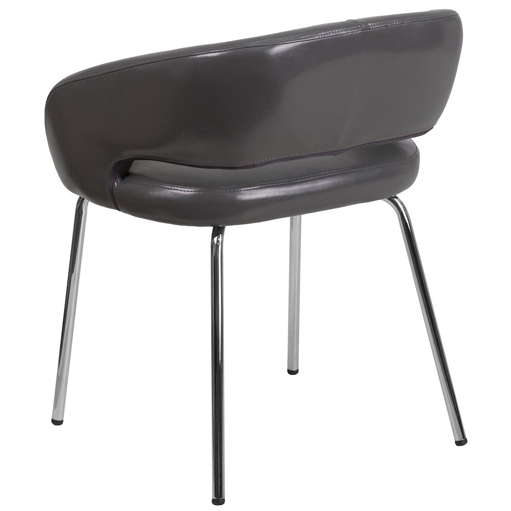 Contemporary Gray LeatherSoft Side Reception Chair. Picture 7