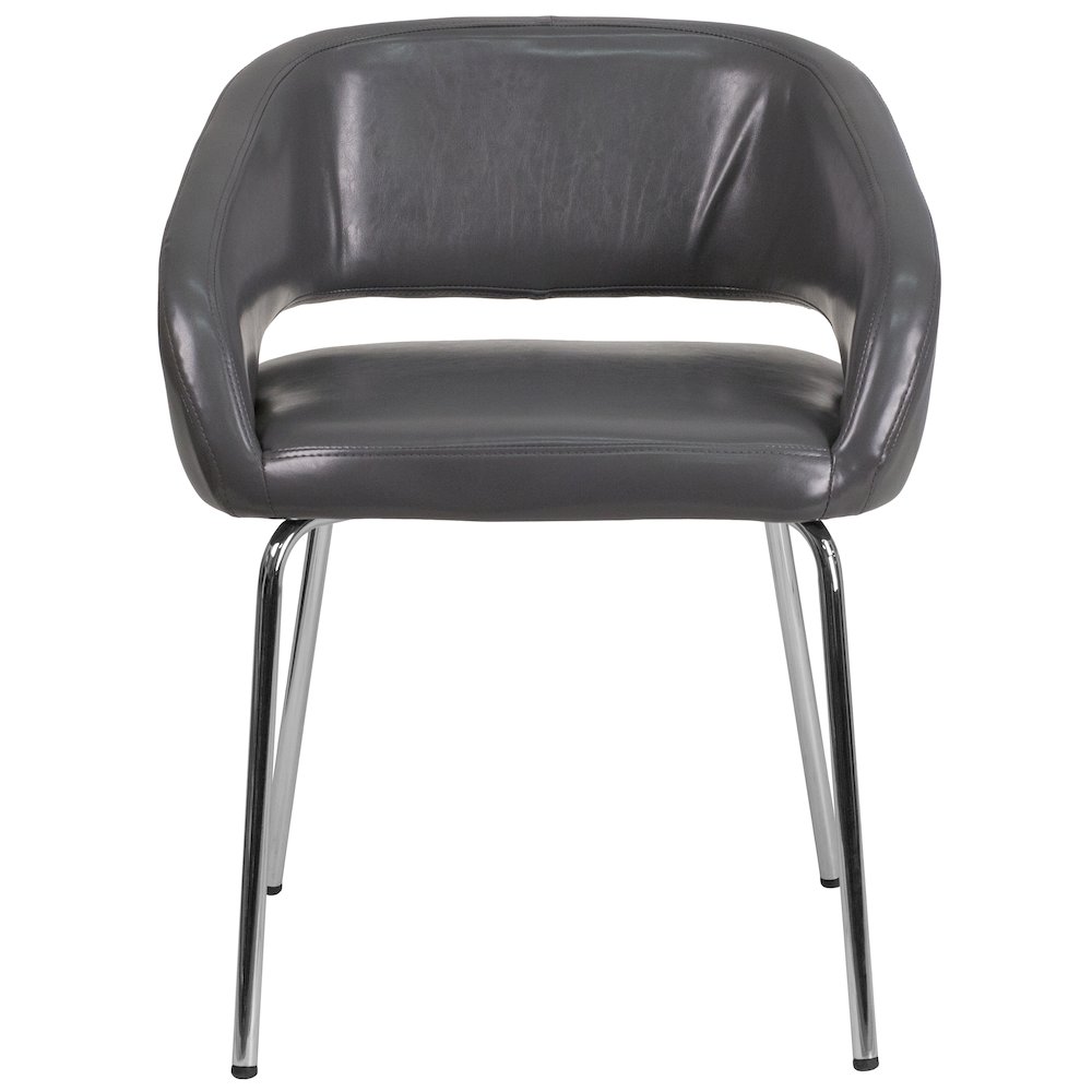 Contemporary Gray LeatherSoft Side Reception Chair. Picture 10