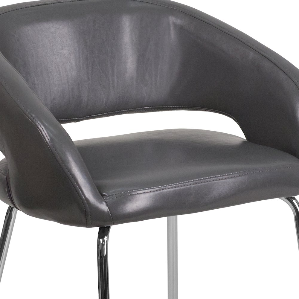 Contemporary Gray LeatherSoft Side Reception Chair. Picture 8