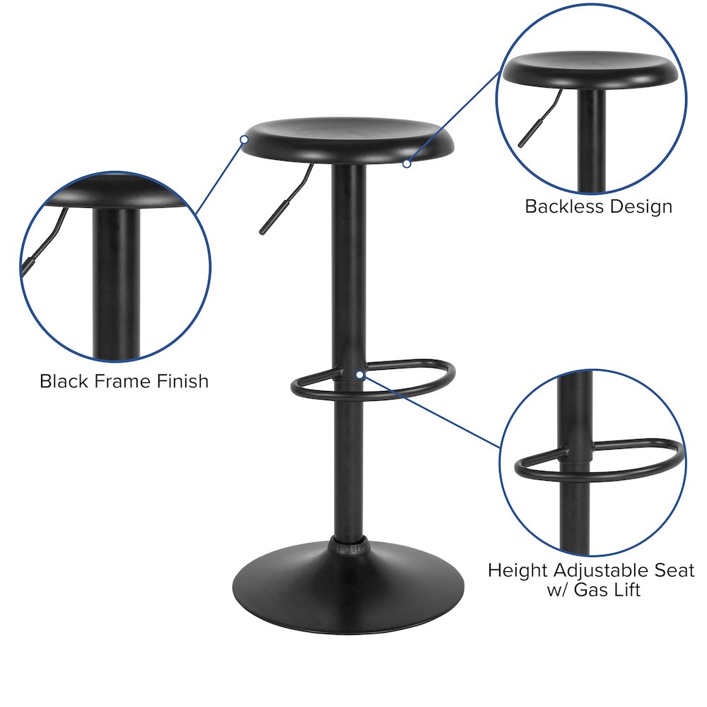 Adjustable Height Retro Barstool in Black Finish. Picture 6