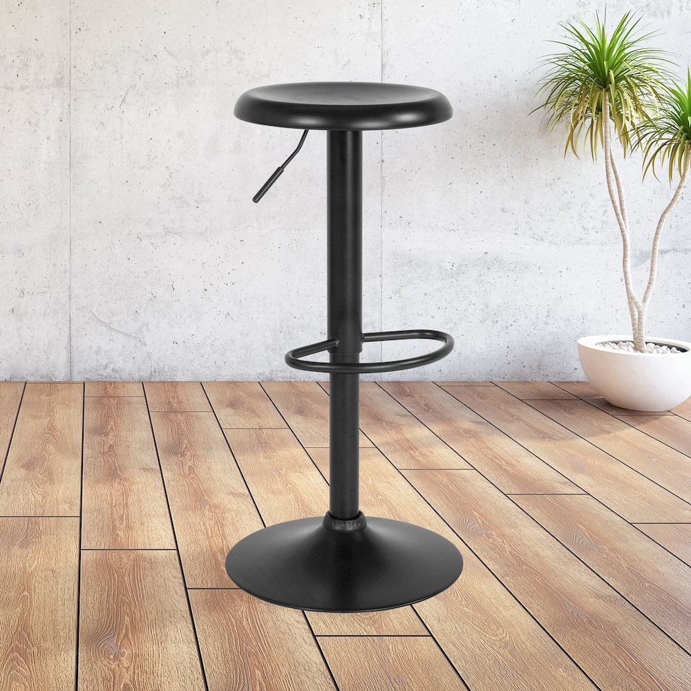 Adjustable Height Retro Barstool in Black Finish. Picture 2