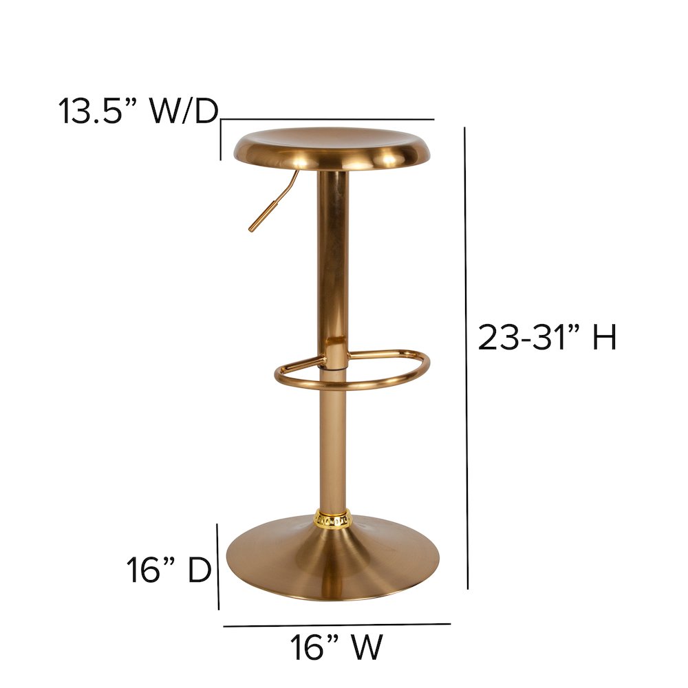 Adjustable Height Retro Barstool in Gold Finish. Picture 4