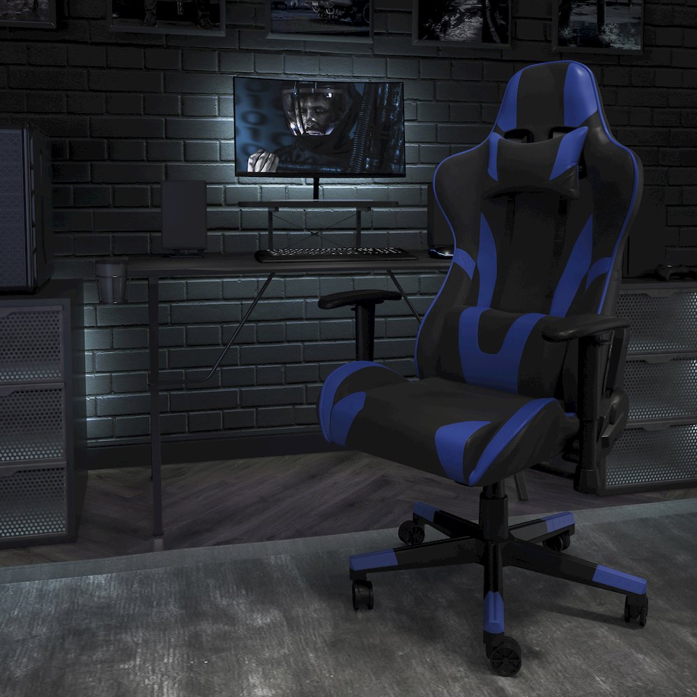X20 Gaming Chair Racing Office Computer Swivel Chair with Back in Blue. Picture 2