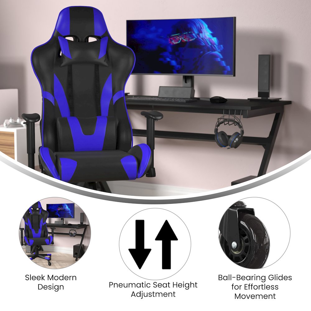 X20 Gaming Chair Racing Office Computer Chair with Back in Blue. Picture 4