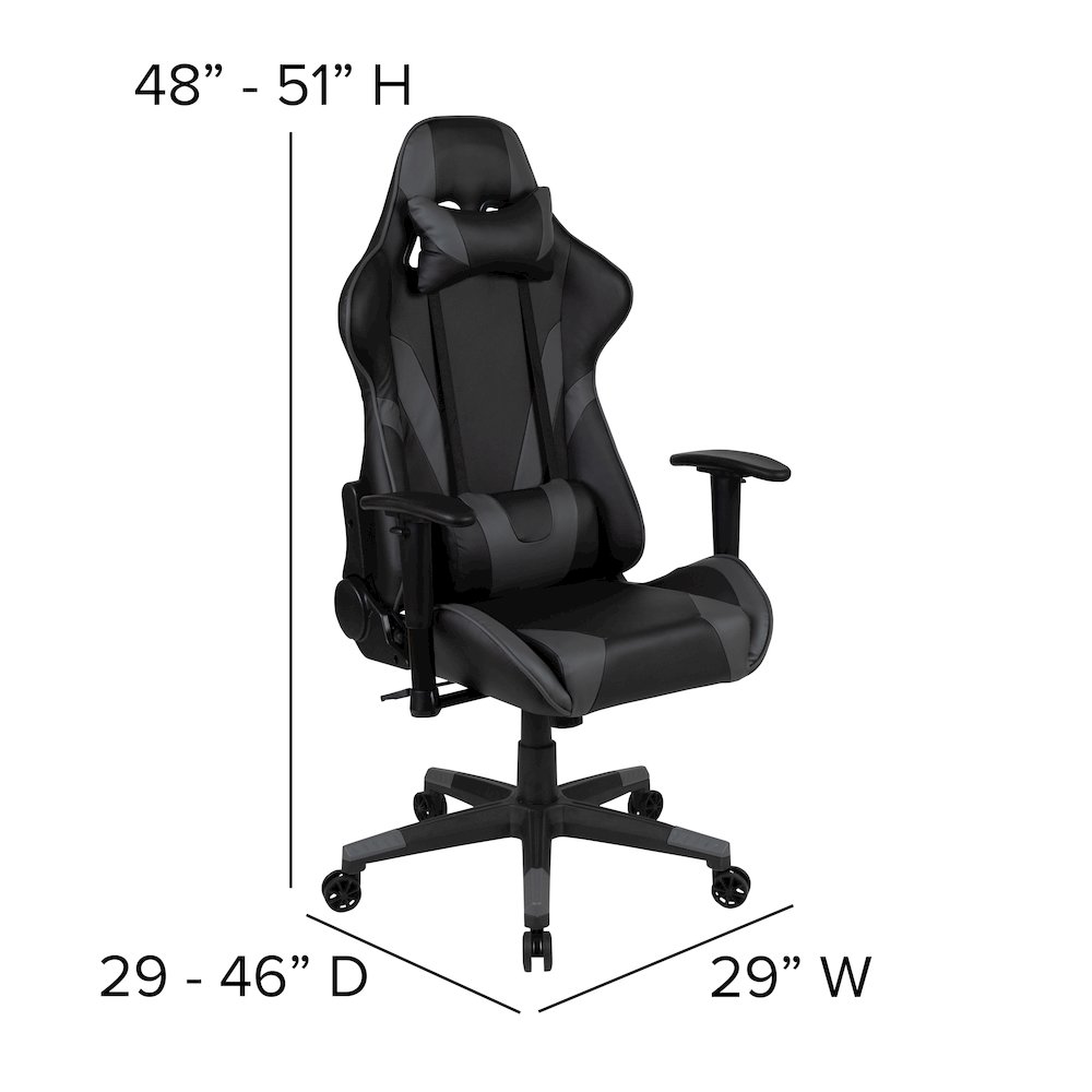 X20 Gaming Chair Racing Office Computer Swivel Chair with Back in Gray. Picture 6