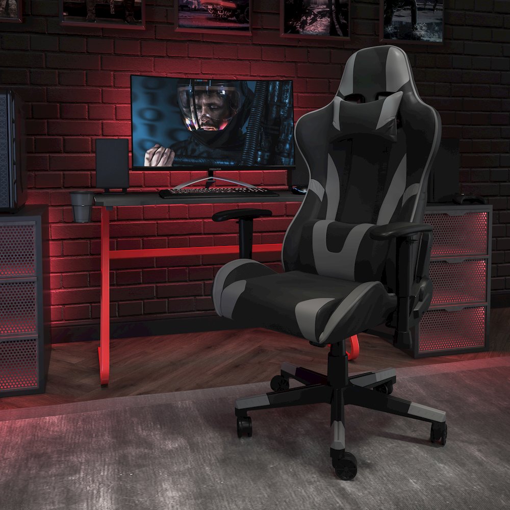 X20 Gaming Chair Racing Office Computer Swivel Chair with Back in Gray. Picture 2