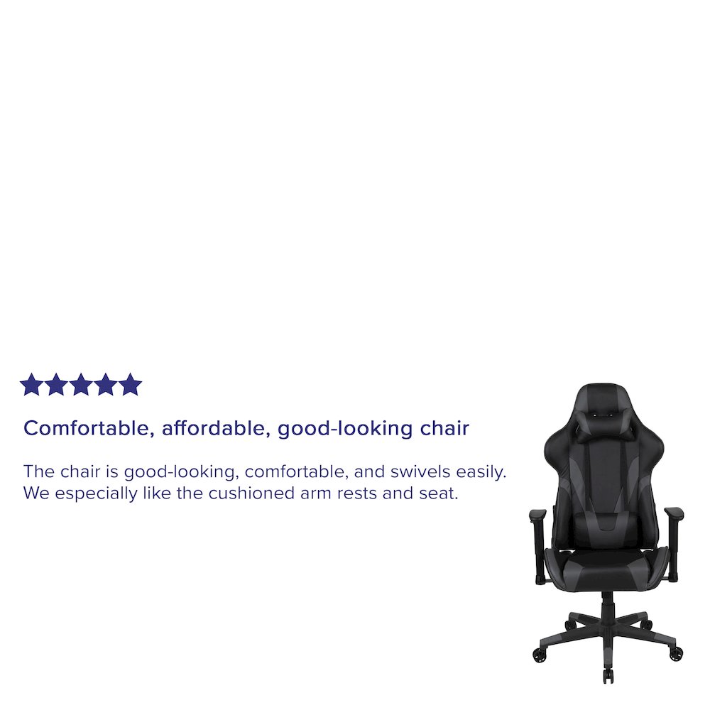 X20 Gaming Chair Racing Office Computer Swivel Chair with Back in Gray. Picture 4