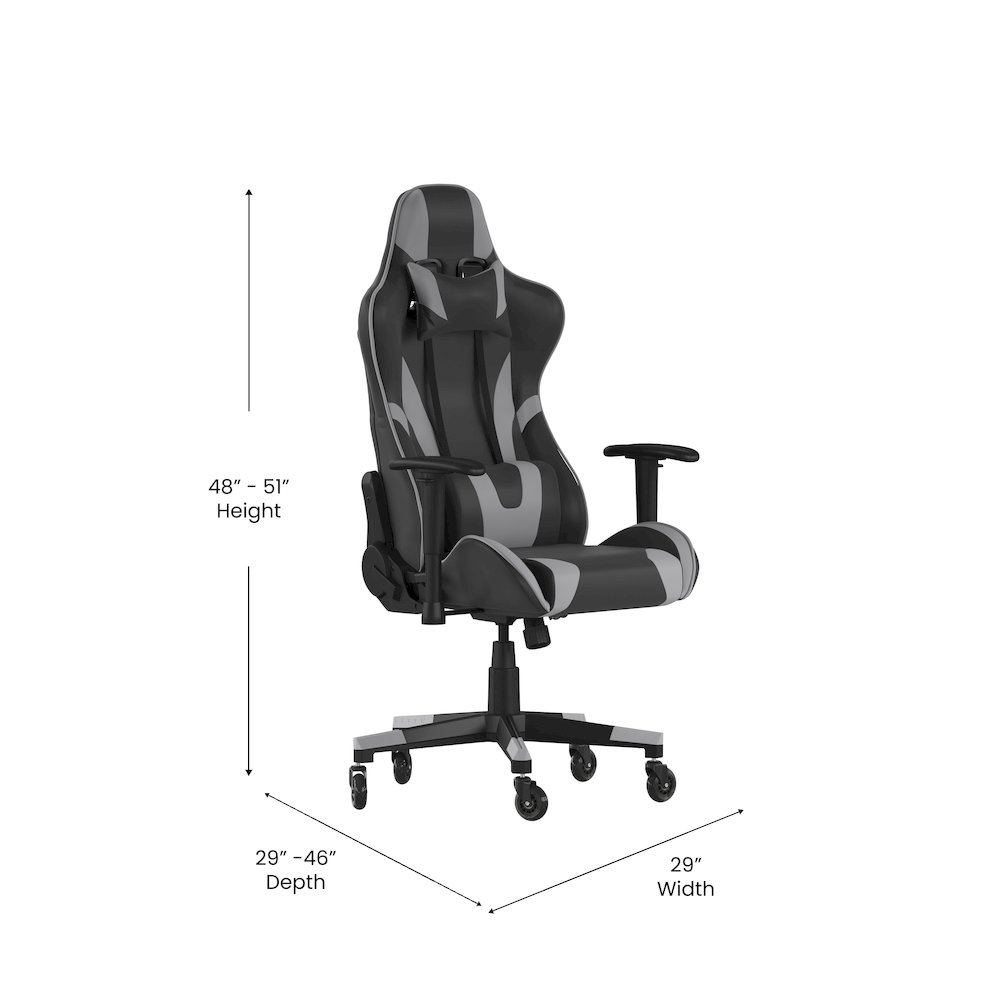 X20 Gaming Chair Racing Office Computer Chair with Back in Gray. Picture 5