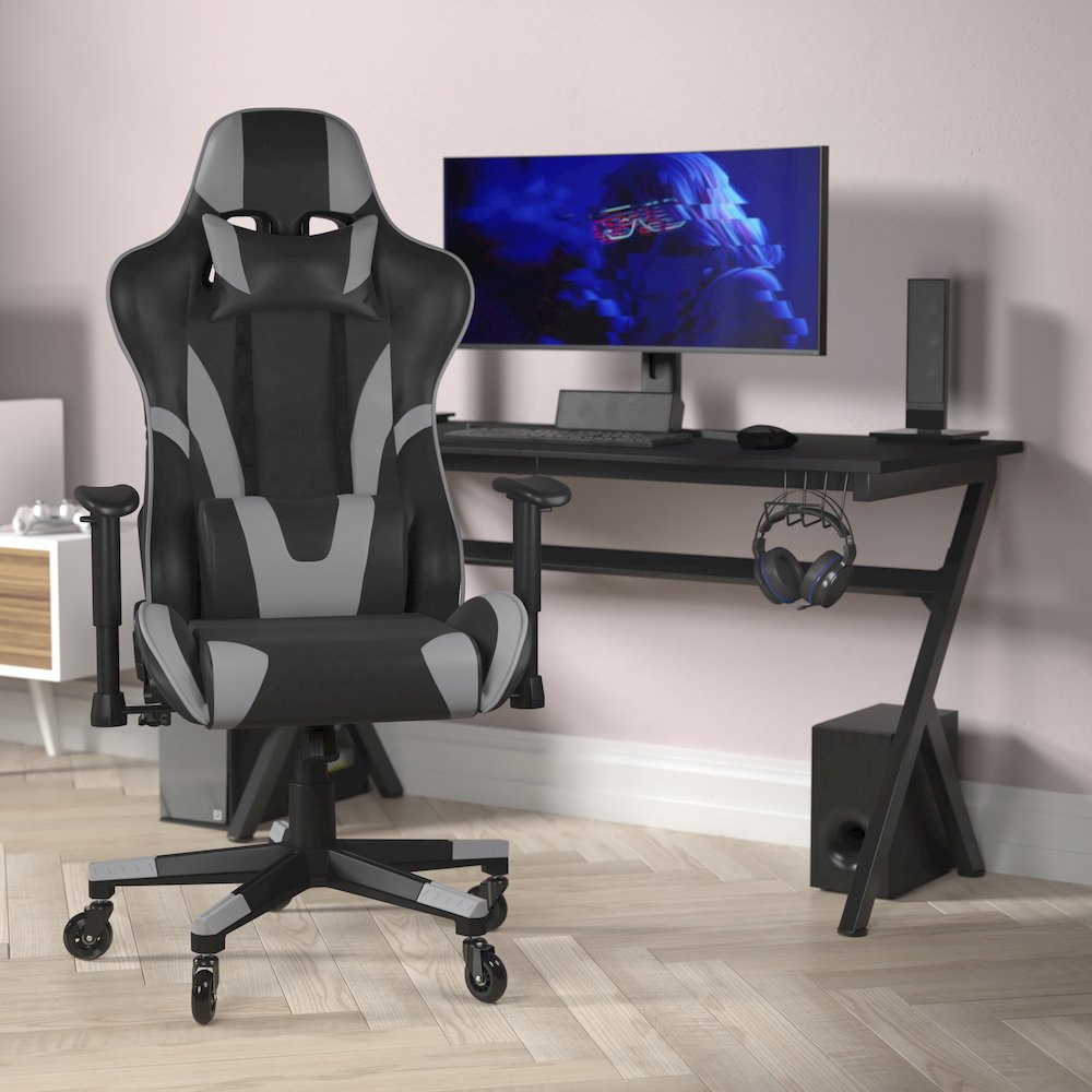 X20 Gaming Chair Racing Office Computer Chair with Back in Gray. Picture 2