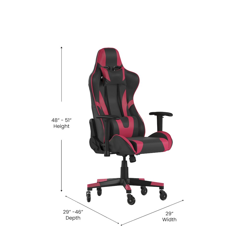 X20 Gaming Chair Racing Office Computer Chair with Back and Roller Wheels in Red. Picture 5