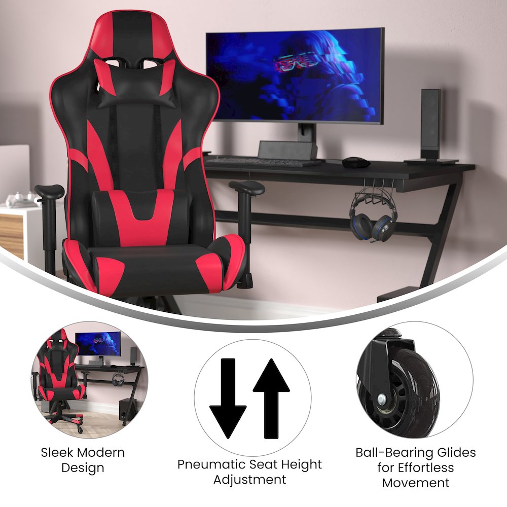 X20 Gaming Chair Racing Office Computer Chair with Back and Roller Wheels in Red. Picture 4