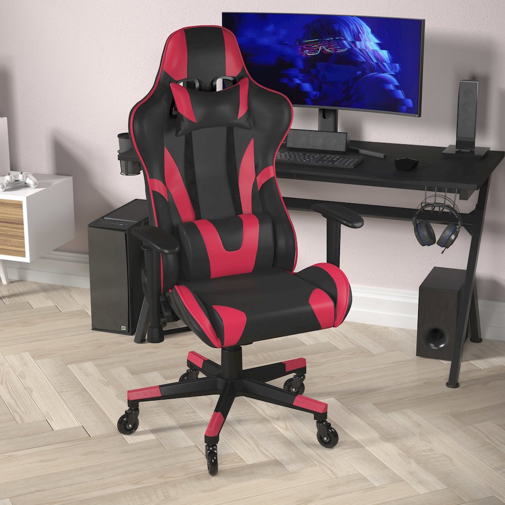 X20 Gaming Chair Racing Office Computer Chair with Back and Roller Wheels in Red. Picture 6