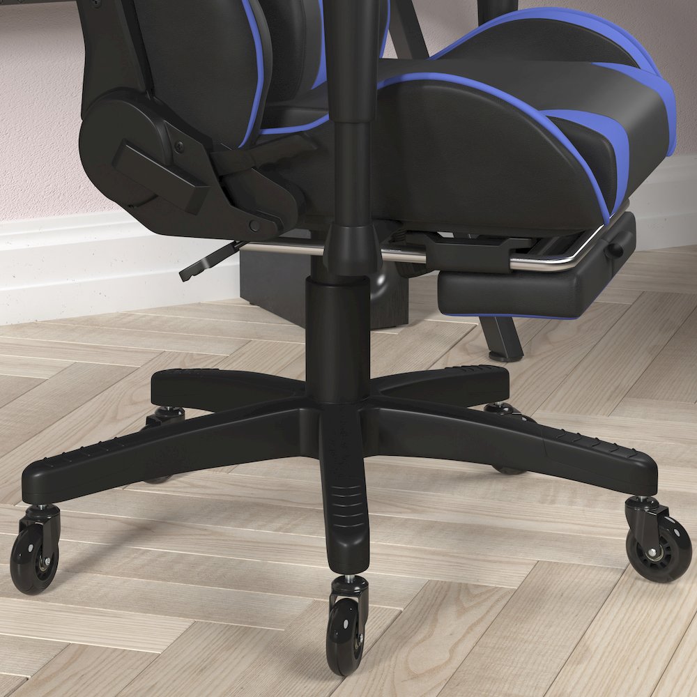 X30 Gaming Chair Racing Computer Chair with Back, Slide-Out Footrest, in Blue. Picture 7