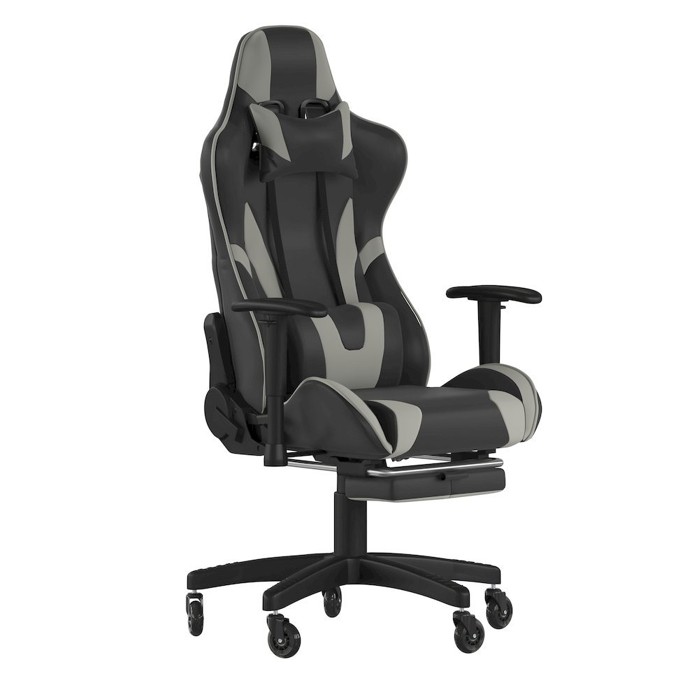 X30 Gaming Chair Racing Computer Chair with Back, Slide-Out Footrest, in Gray. Picture 1