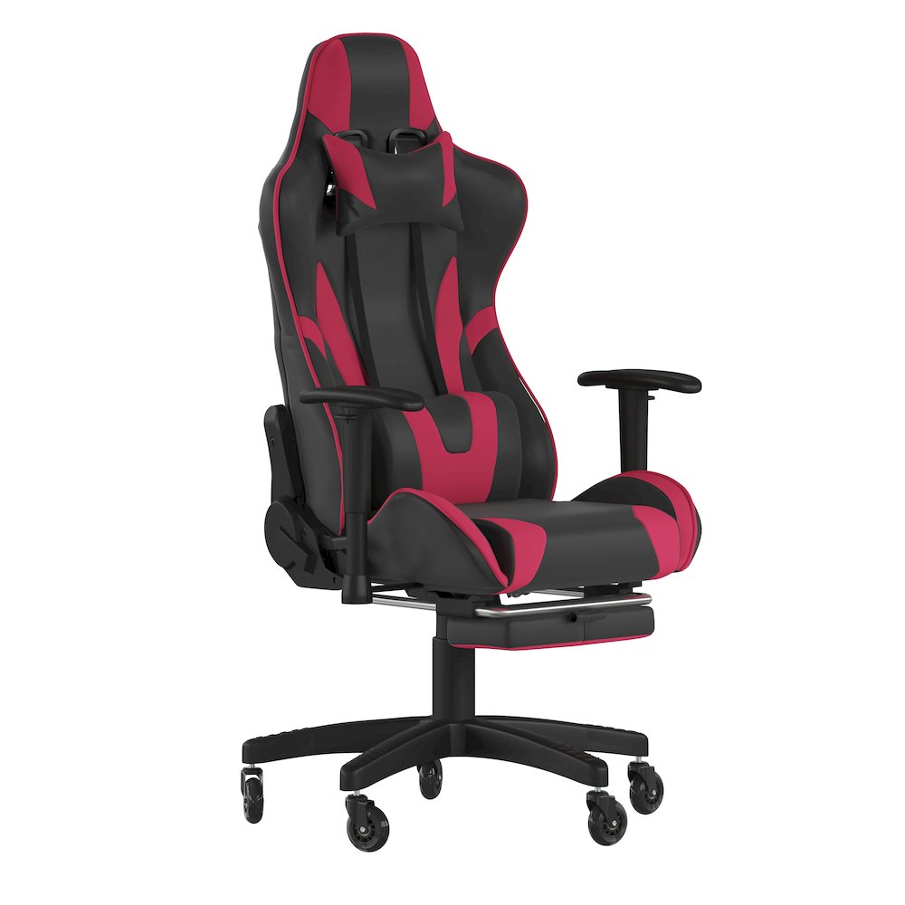 X30 Gaming Chair Racing Computer Chair with Back, Slide-Out Footrest, in Red. Picture 1