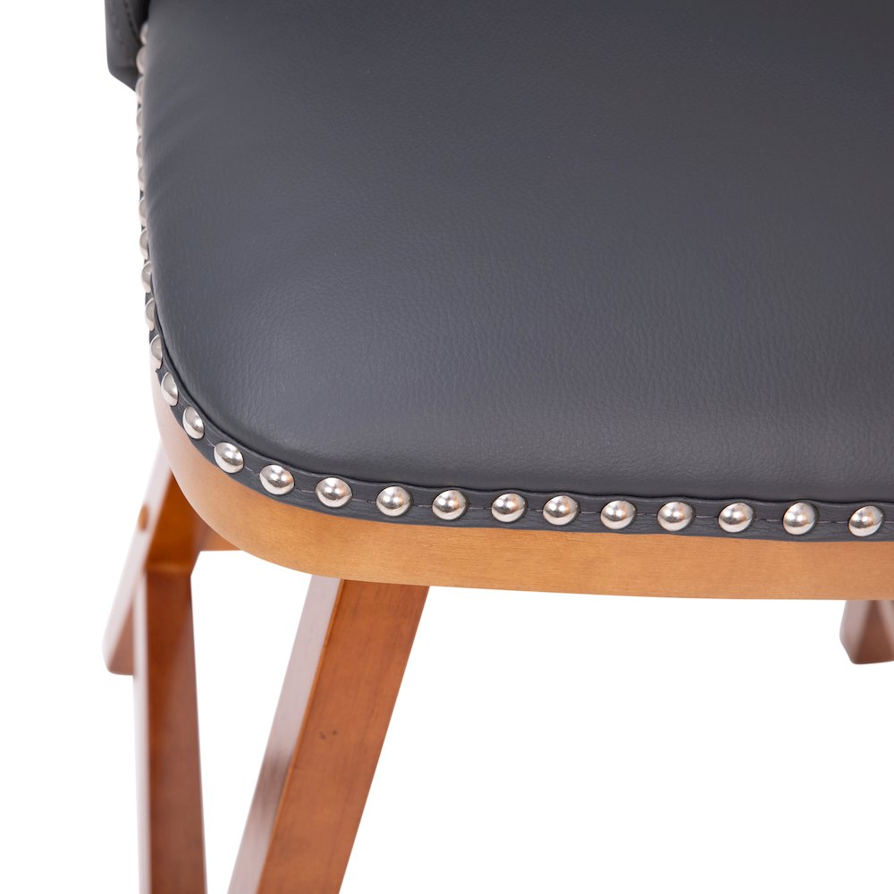 Set of 2 24 Inch Upholstered Counter Stools with Silver Nailhead Trim, Gray. Picture 10