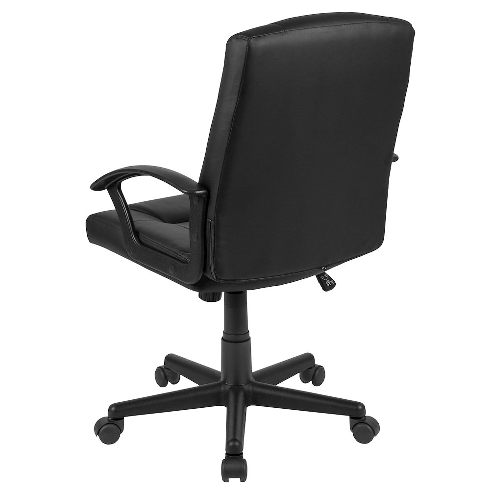 Flash Fundamentals Mid-Back Black LeatherSoft-Padded Task Office Chair with Arms. Picture 12