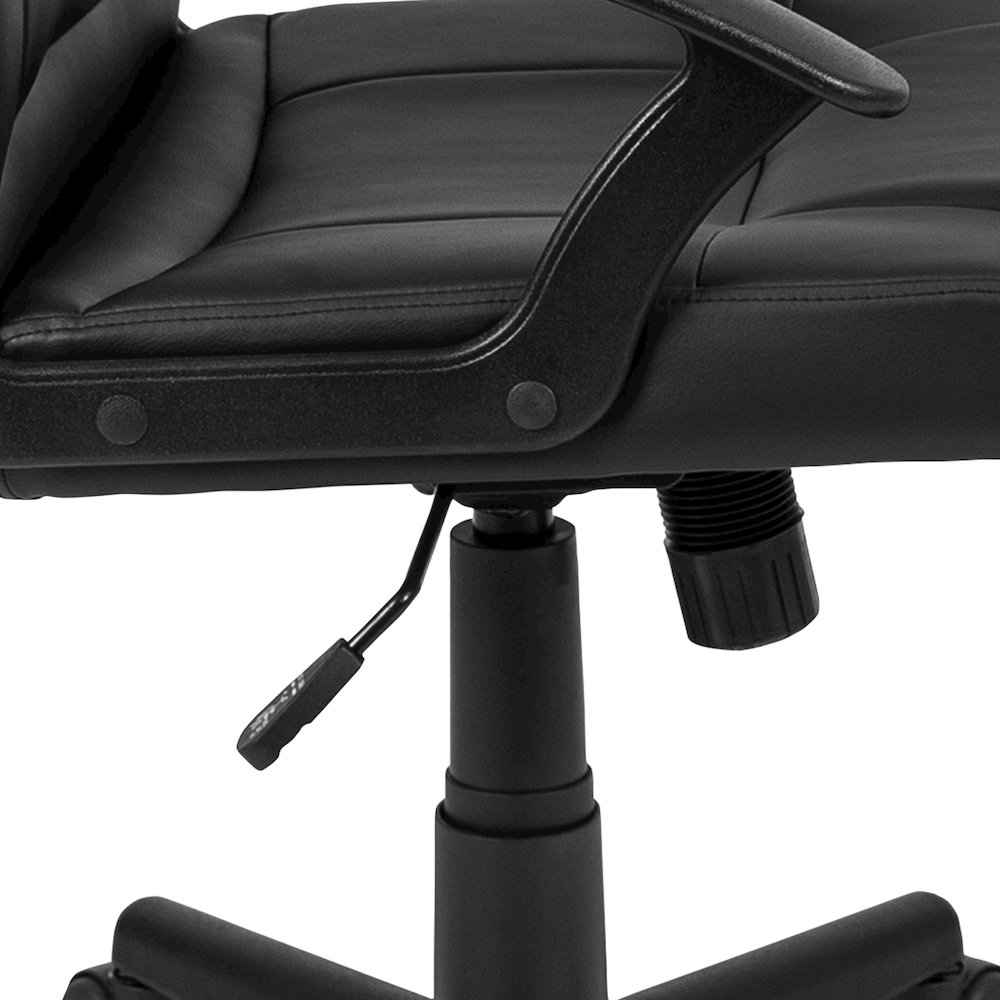 Flash Fundamentals Mid-Back Black LeatherSoft-Padded Task Office Chair with Arms. Picture 13