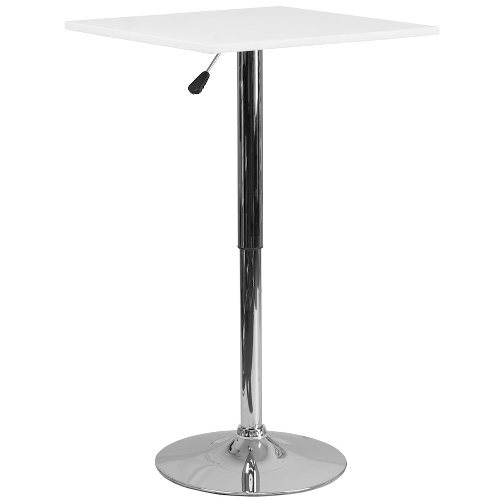 23.75'' Adjustable Height White Wood Swivel Top Table. Picture 1