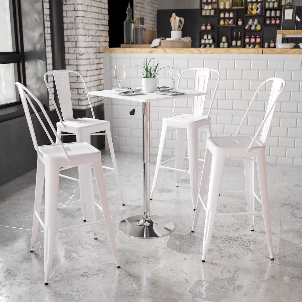 23.75'' Adjustable Height White Wood Swivel Top Table. Picture 2