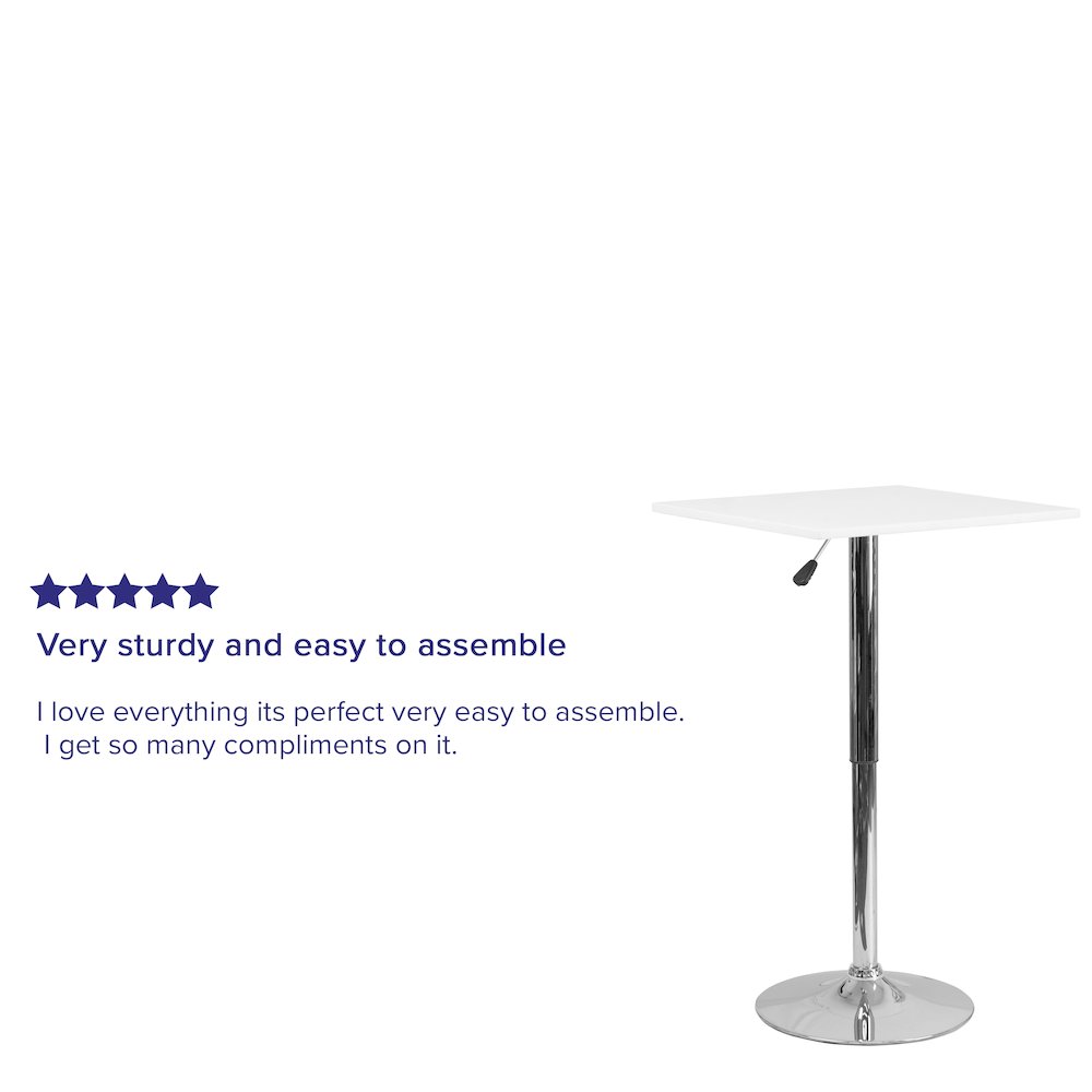 23.75'' Adjustable Height White Wood Swivel Top Table. Picture 4