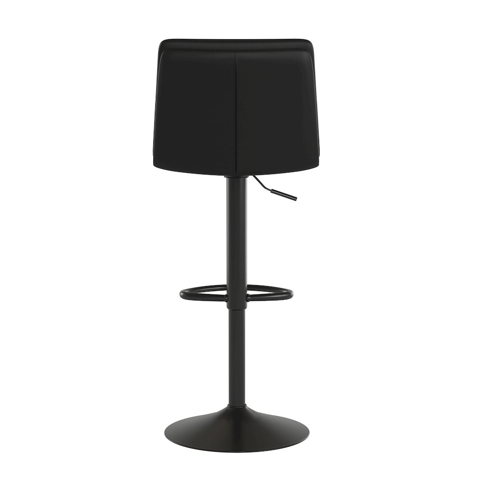 Mid-Back Adjustable Height Channel Stitched Barstools, Set of 2, Black. Picture 8