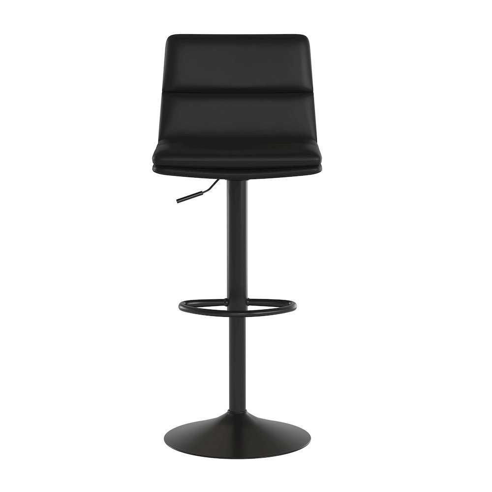 Mid-Back Adjustable Height Channel Stitched Barstools, Set of 2, Black. Picture 10
