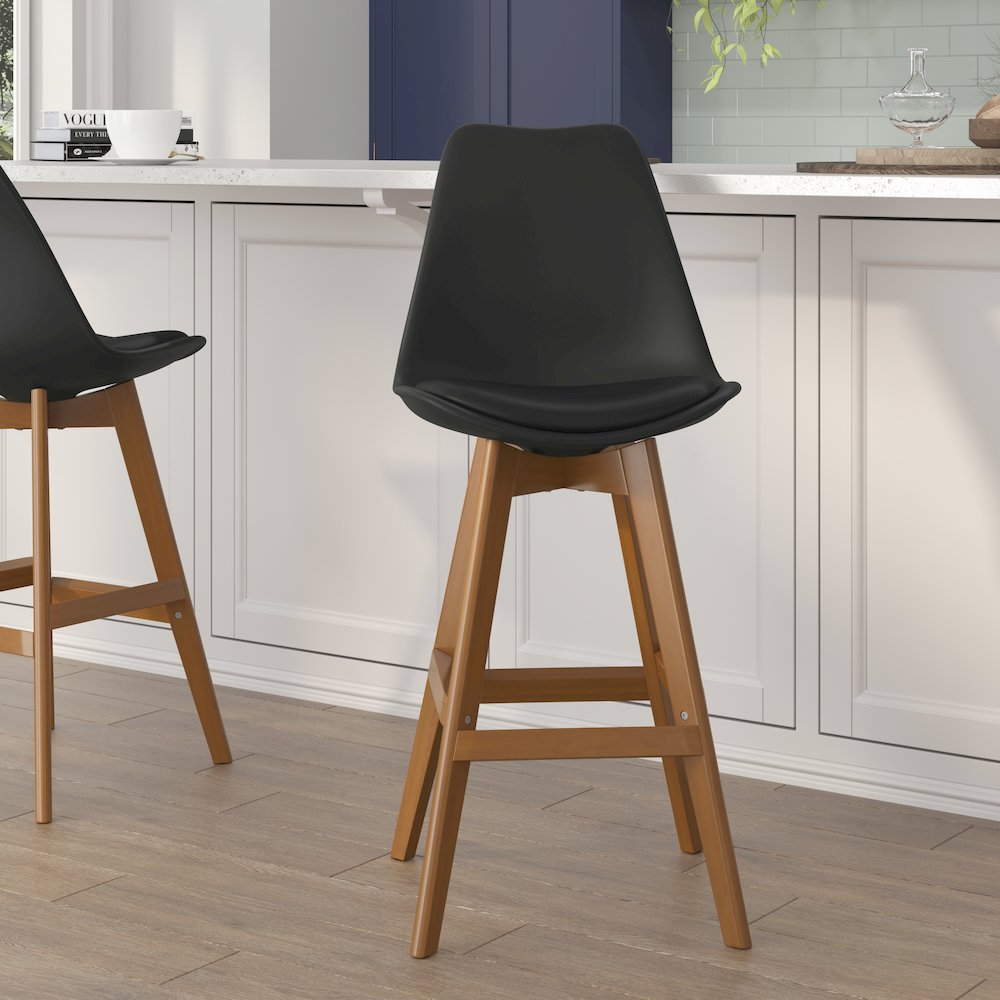 Set of 2 Counter Stools - 27 Inch Counter Stools - Wood Frame. Picture 2