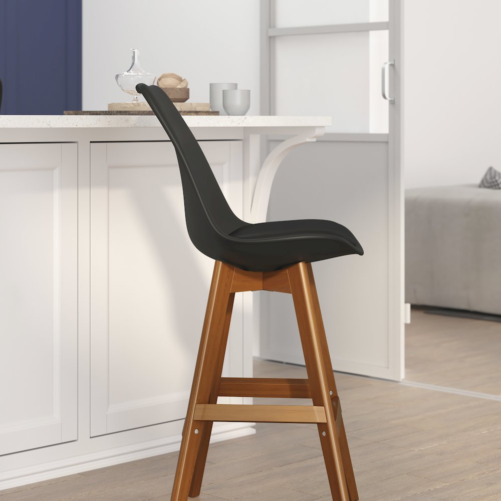 Set of 2 Counter Stools - 27 Inch Counter Stools - Wood Frame. Picture 8