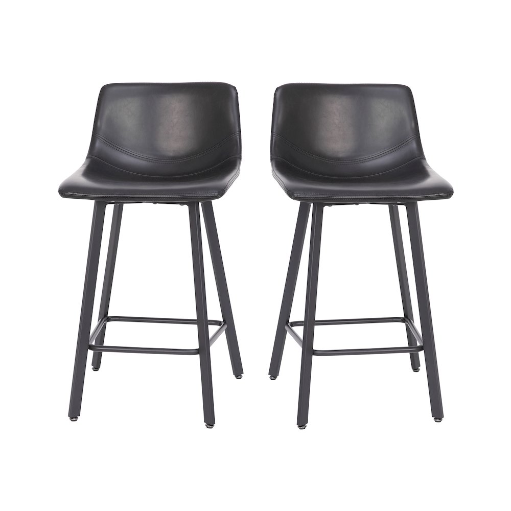 Armless 24 Inch Counter Height Stools with Footrests in Black, Set of 2. Picture 3
