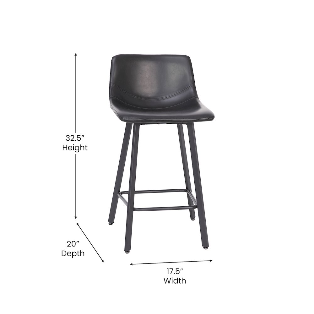 Armless 24 Inch Counter Height Stools with Footrests in Black, Set of 2. Picture 6