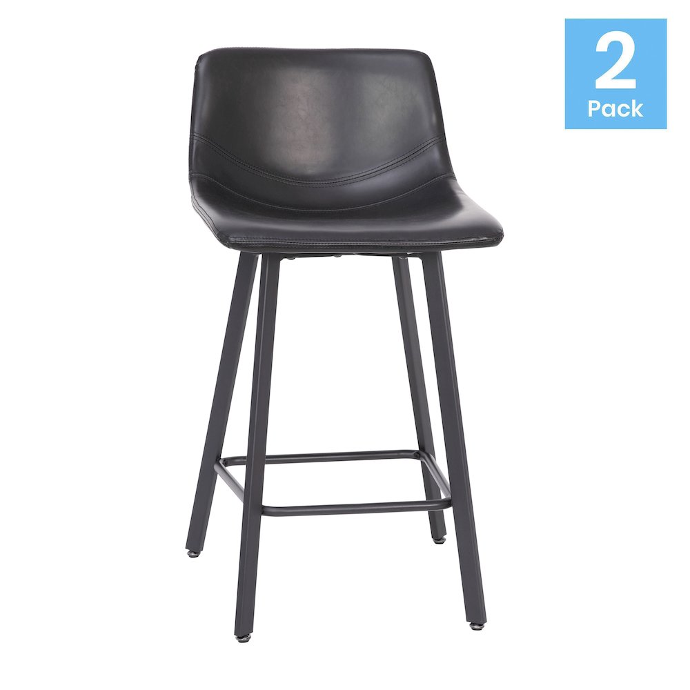 Armless 24 Inch Counter Height Stools with Footrests in Black, Set of 2. Picture 1