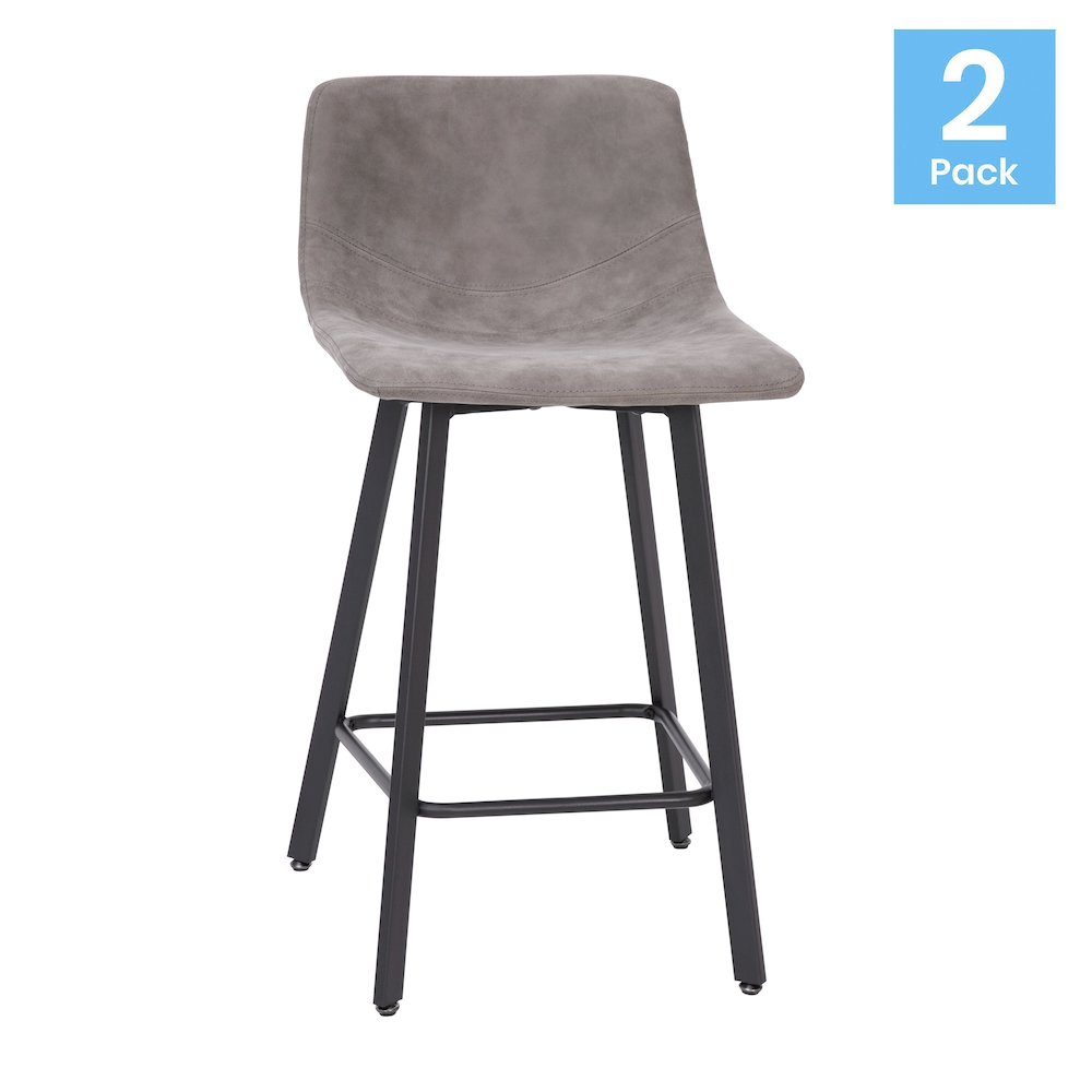 Armless 24 Inch Counter Height Stools with Footrests in Gray, Set of 2. Picture 1