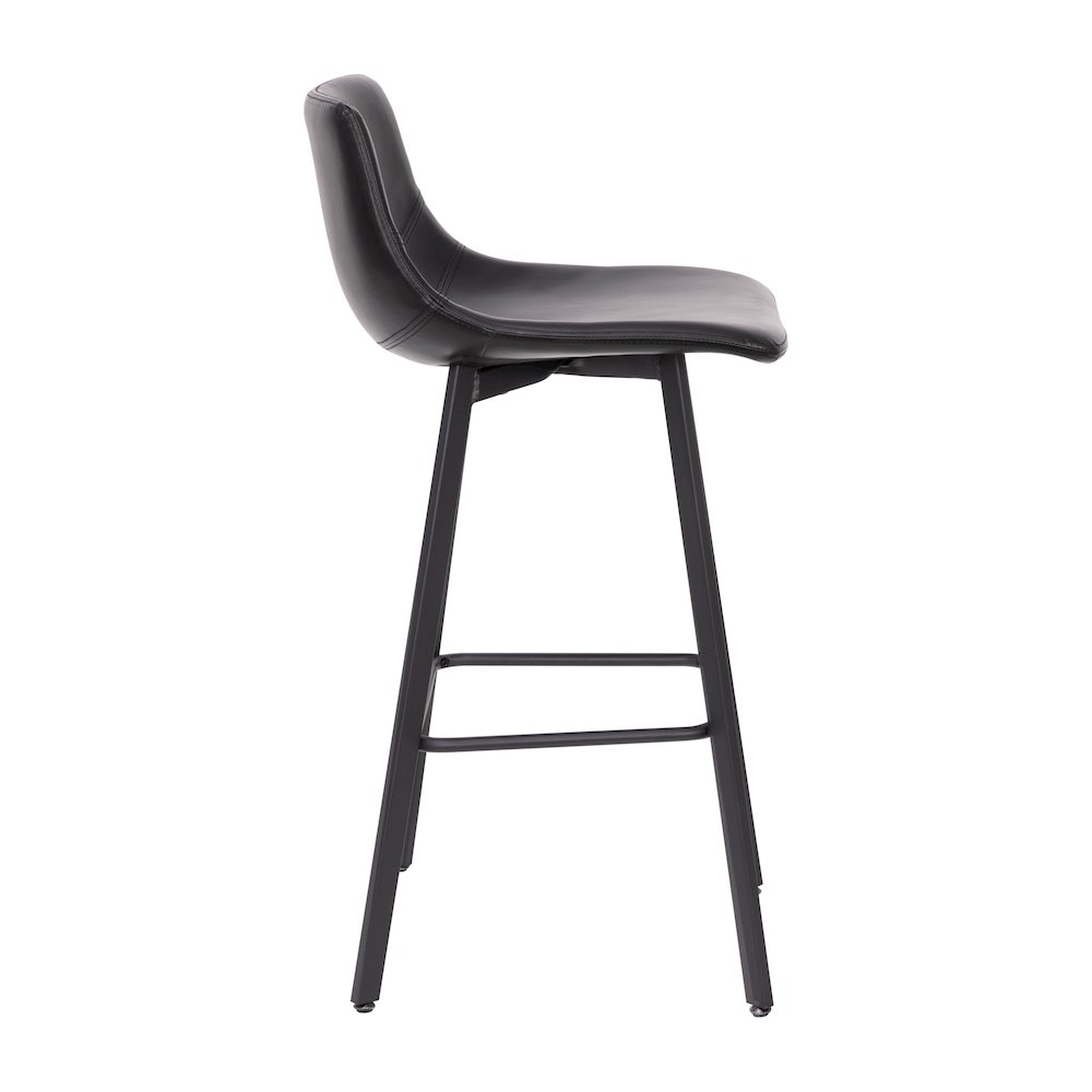Armless 30 Inch Bar Height Barstools with Footrests in Black, Set of 2. Picture 11