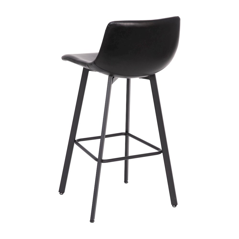Armless 30 Inch Bar Height Barstools with Footrests in Black, Set of 2. Picture 9