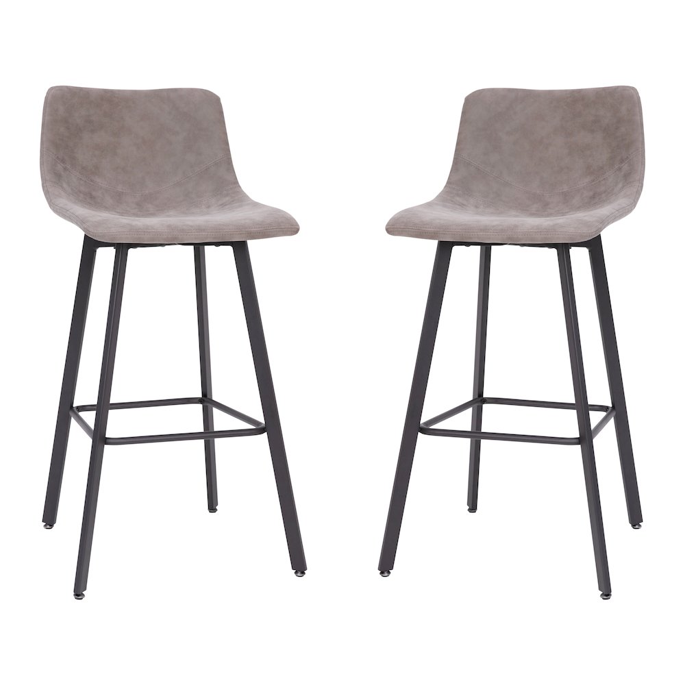 Armless 30 Inch Bar Height Barstools with Footrests in Gray, Set of 2. Picture 3