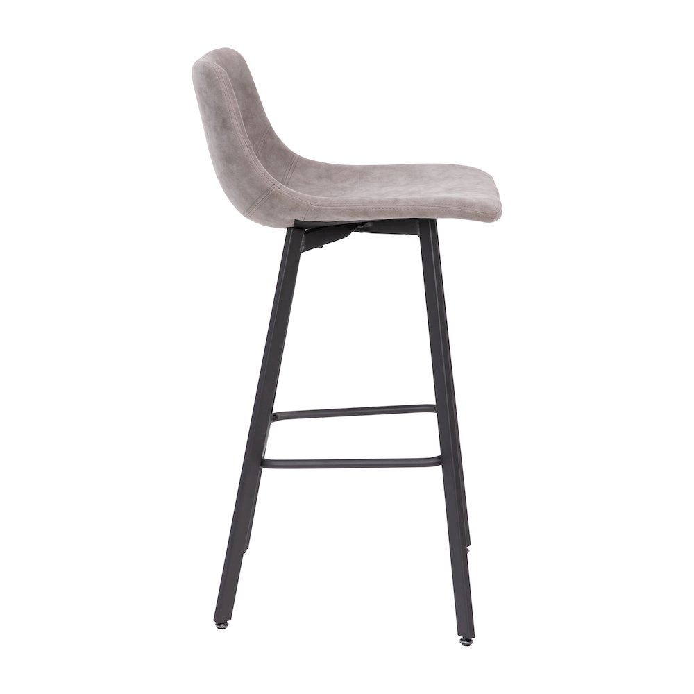 Armless 30 Inch Bar Height Barstools with Footrests in Gray, Set of 2. Picture 10