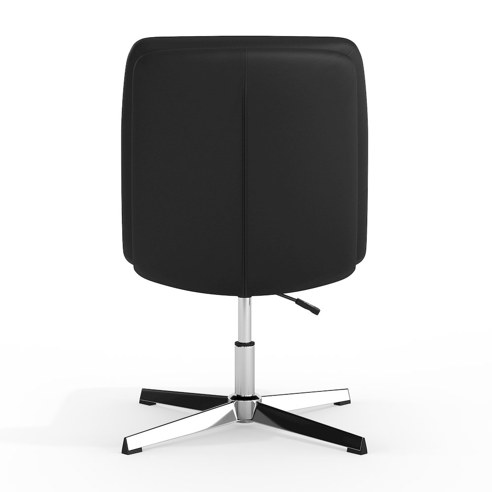 Black Padded LeatherSoft Armless Stationary Task Office Chair, Chrome Frame. Picture 3