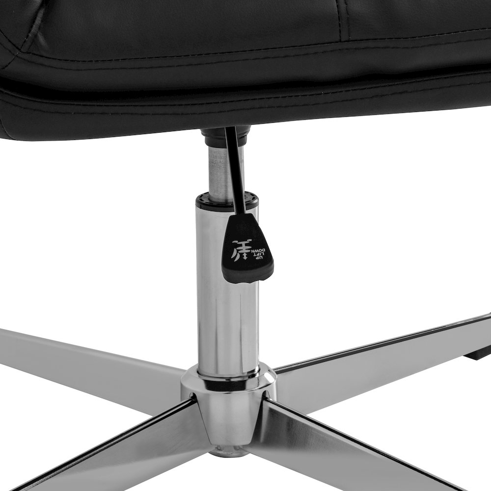 Black Padded LeatherSoft Armless Stationary Task Office Chair, Chrome Frame. Picture 11