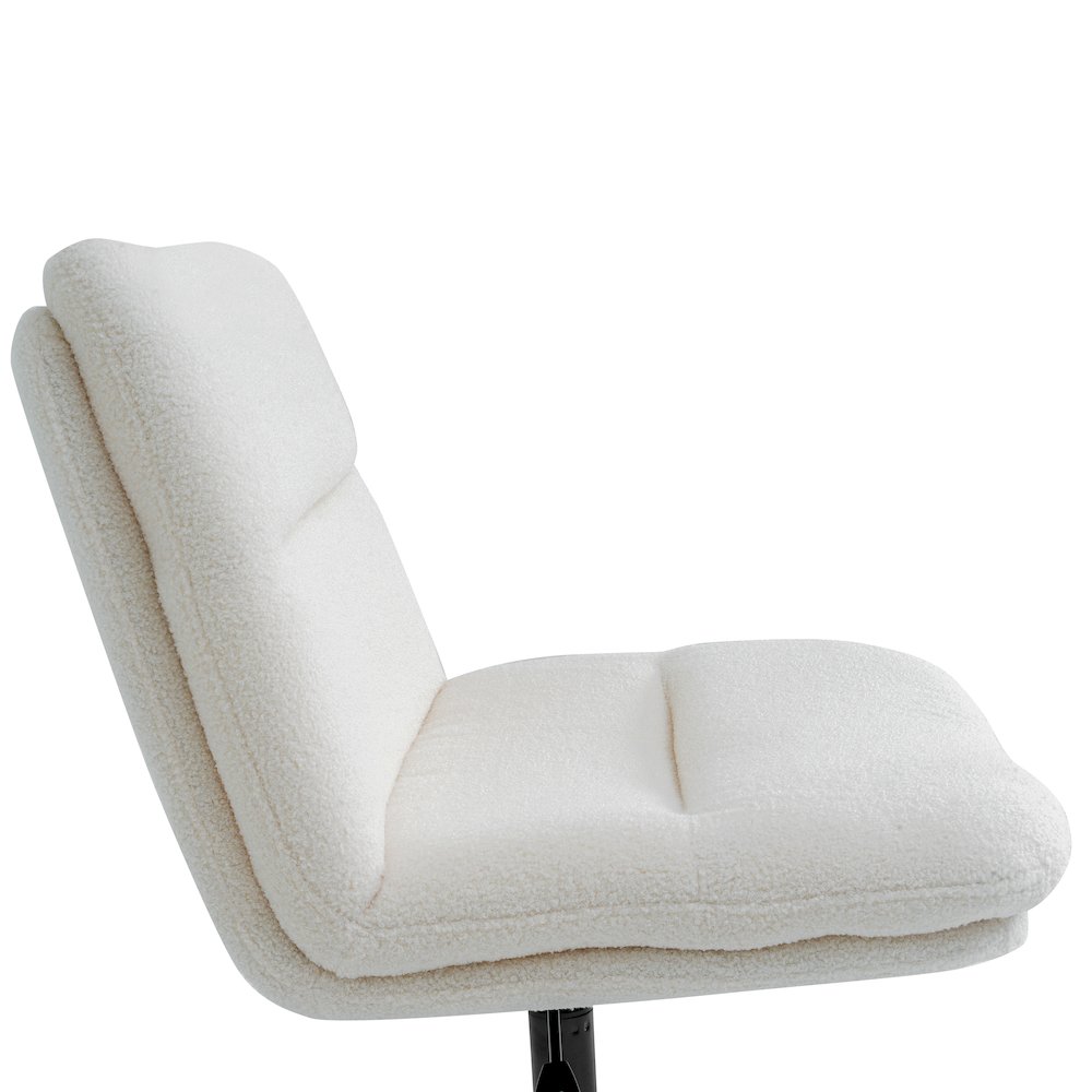 Cream Padded Faux Shearling Armless Stationary Task Office Chair, Black Frame. Picture 11
