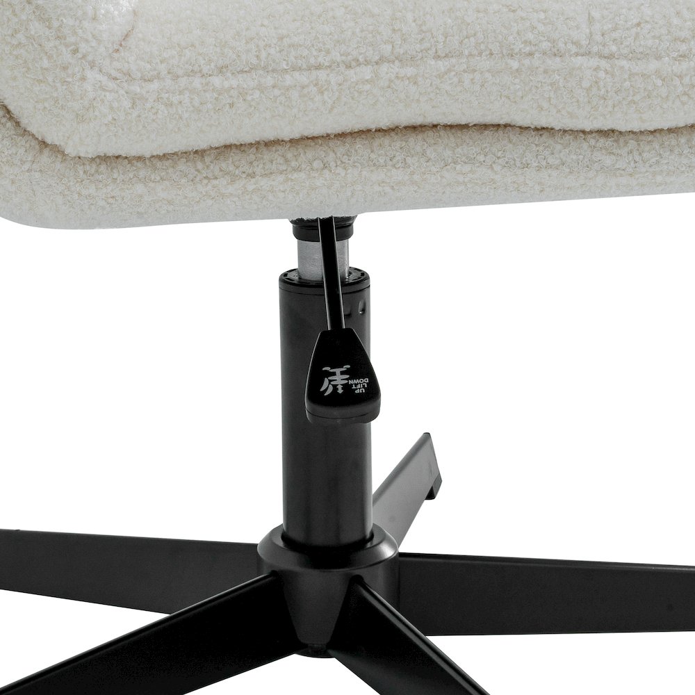 Cream Padded Faux Shearling Armless Stationary Task Office Chair, Black Frame. Picture 12