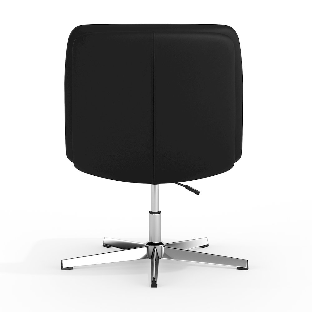 Black Padded LeatherSoft Armless Stationary Task Office Chair, Chrome Frame. Picture 4