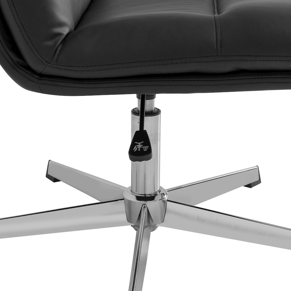 Black Padded LeatherSoft Armless Stationary Task Office Chair, Chrome Frame. Picture 12