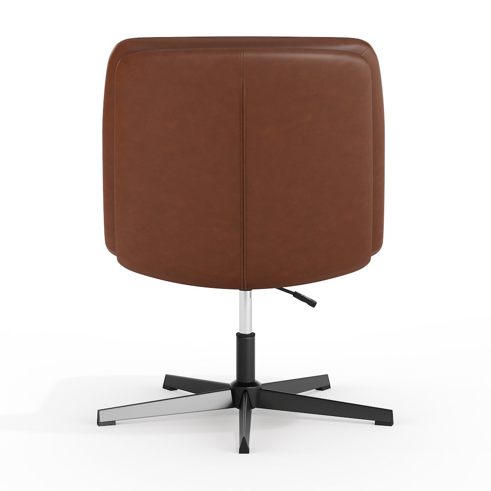 Cognac Padded LeatherSoft Armless Stationary Task Office Chair, Black Frame. Picture 4